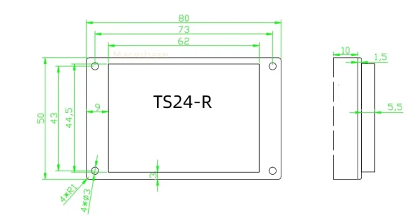 MKS-ts24-v2.1-dimentions Makerbase MKS TS24-R V2.1 Touch LCD Ekran
