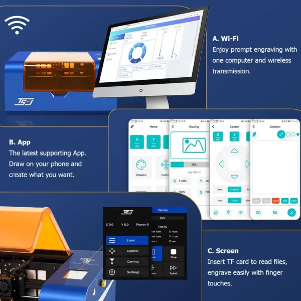 Twotrees TS3 Kompaktan 10W 3-u-1 laserski graver